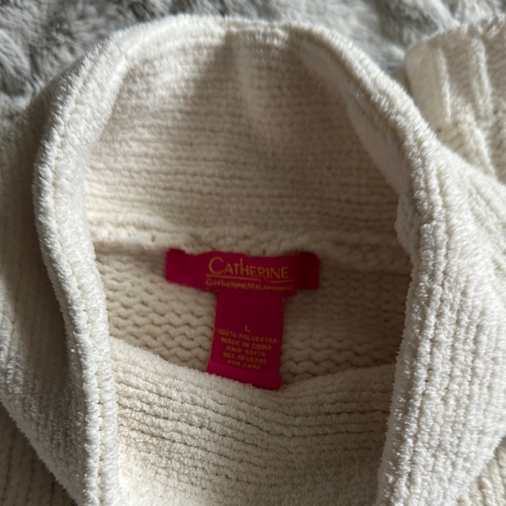 Catherines Cream Ribbed Knit Cowl Neck Sweater